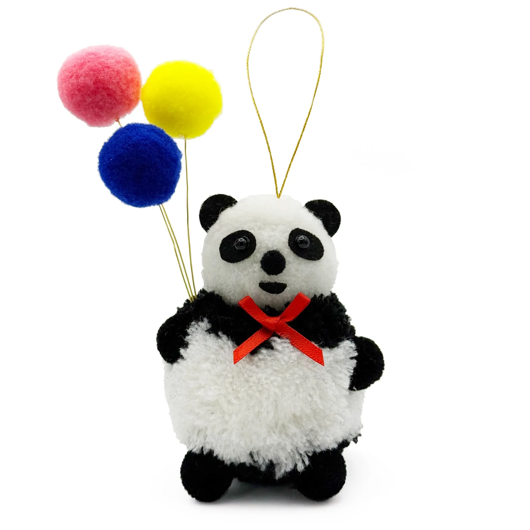 Panda mit Luftballons Pompon Weihnachtsanhänger