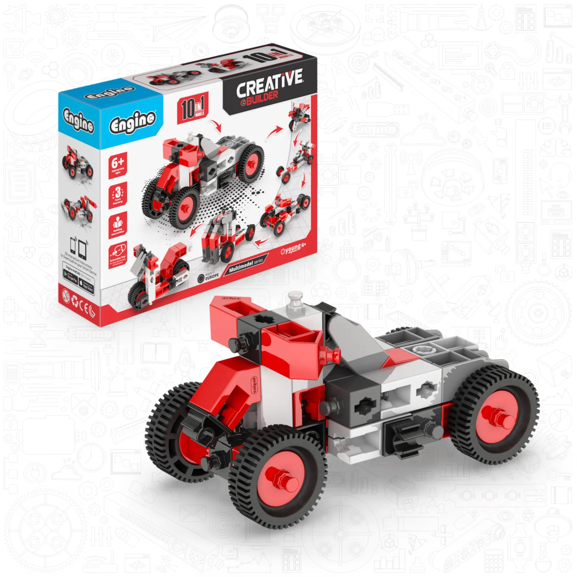 Engino Creative Builder: Set de 10 Multimodelos - Juguetes de Ingeniería STEM para Niños de 6+ Años (10 Modelos para Construir)