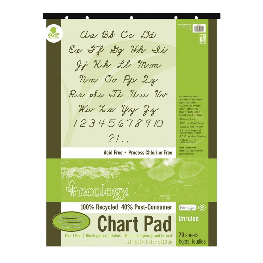 32" x 24" Eco-Friendly Recycled Chart Pad - Unruled