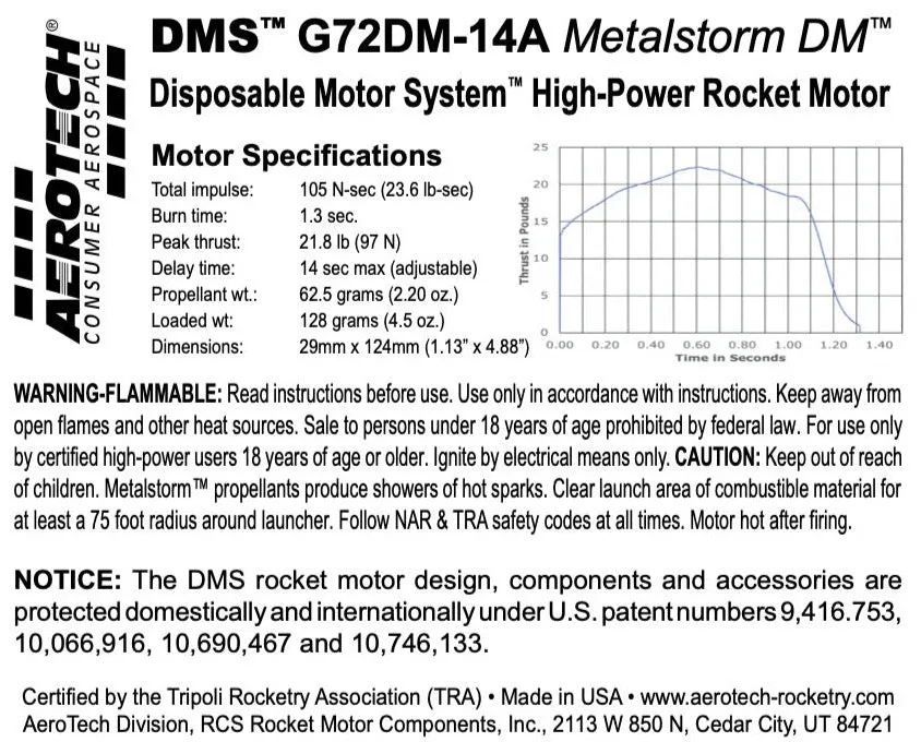 AeroTech G72DM-14A DMS: Motor-Einrichtungsanleitung