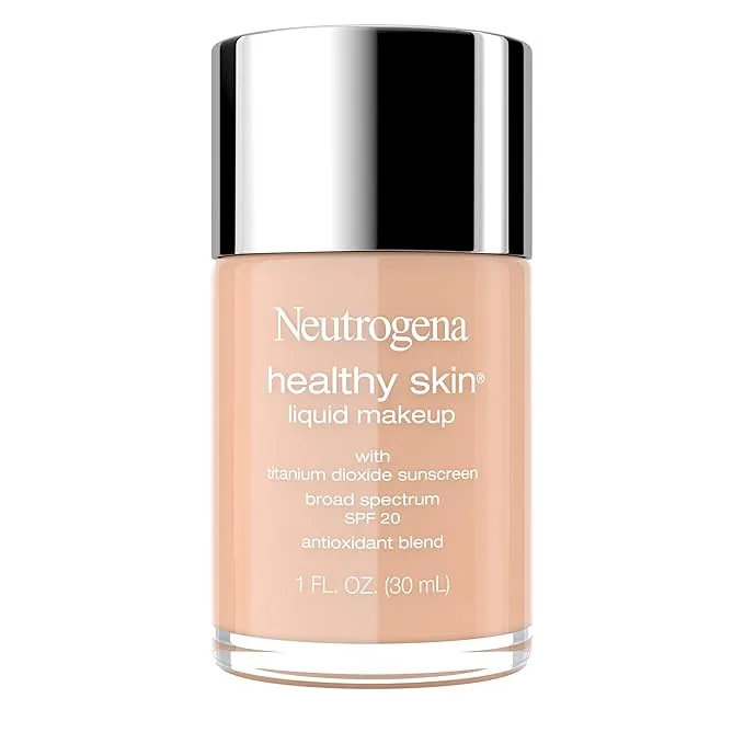 Neutrogena Healthy Skin Liquid Foundation Makeup with Broad Spectrum SPF 20 Sunscreen, Lightweight, Medium Coverage Makeup with Sunscreen and Pro-Vitamin B5, Fresh Beige 70, 1 fl. oz