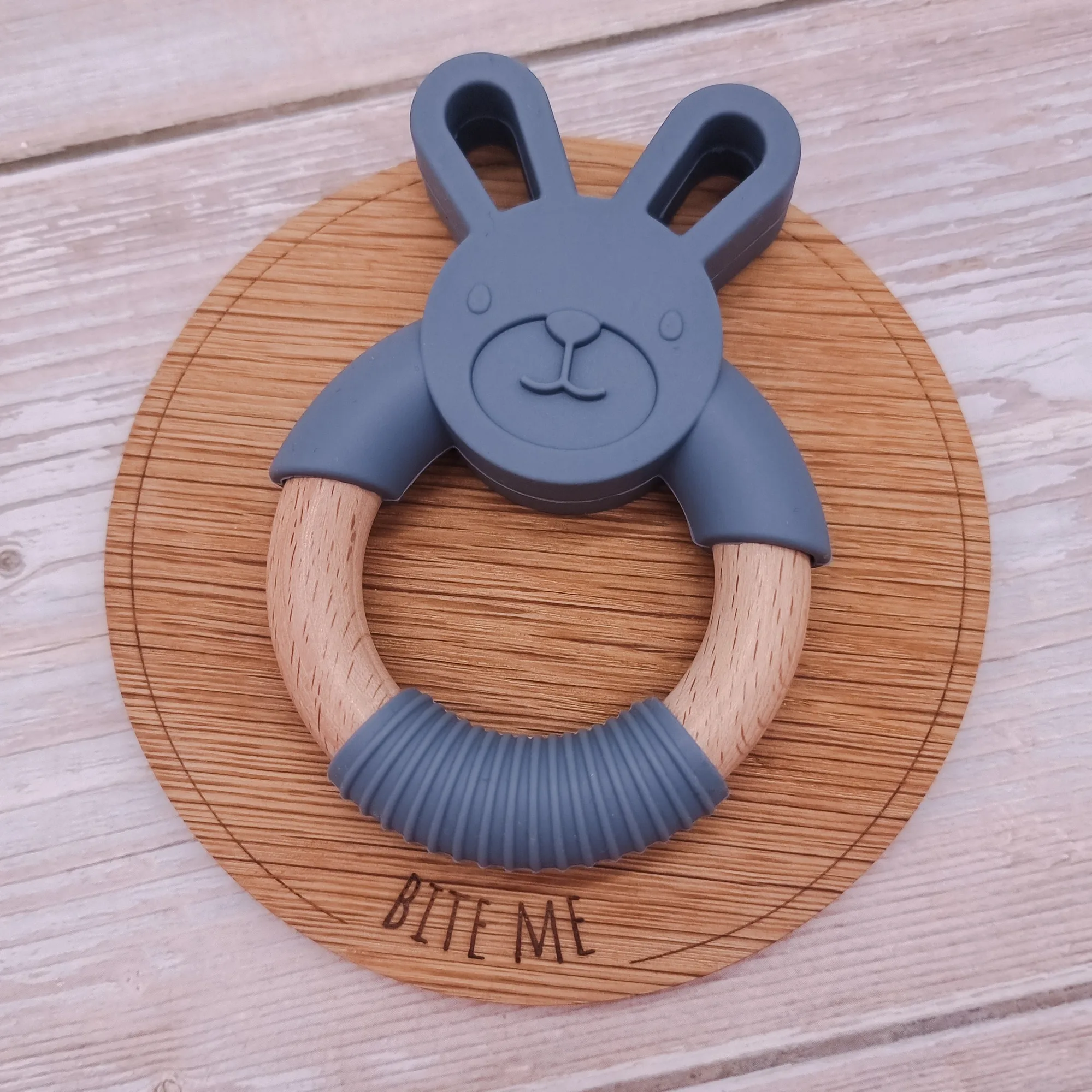 SALE Charcoal Bunny Teether: Safe Baby Relief