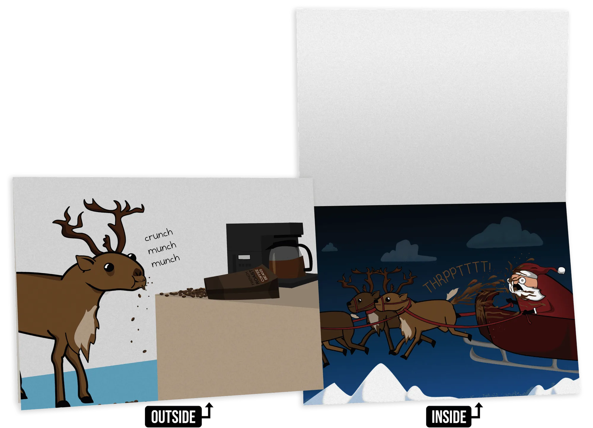 Sjove NSFW julekort: Reindeer Coffee vs. Blizzard Wording