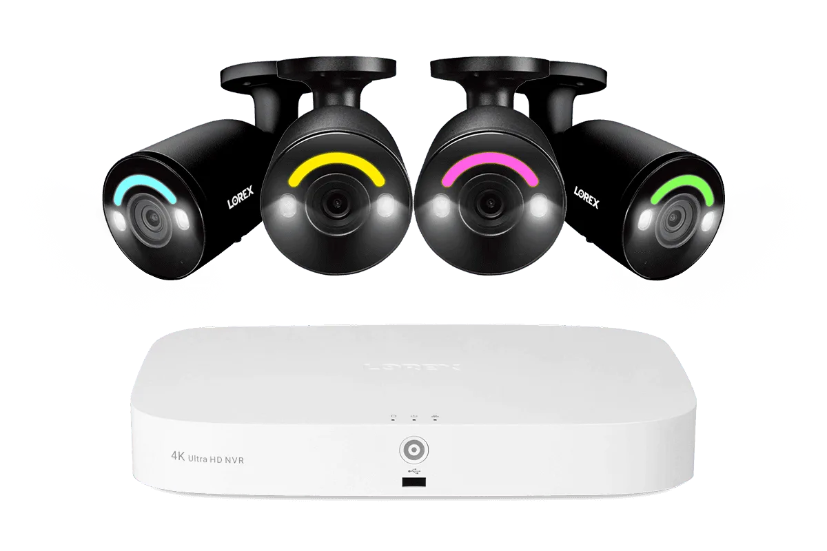 Lorex Fusion 4K 16 Camera Capable (8 Wired + 8 Fusion Wi-Fi) 2TB Wired NVR System with 4 Bullet Cameras Featuring Smart Security Lighting