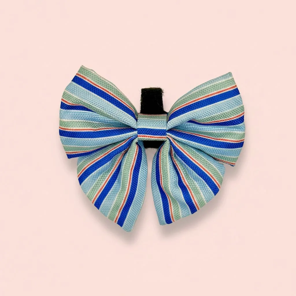 Dog Sailor Bow - Sea Breeze Stripes