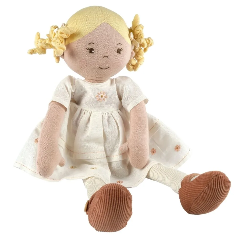 Priscy Blonde Haired Doll in White Linen Dress
