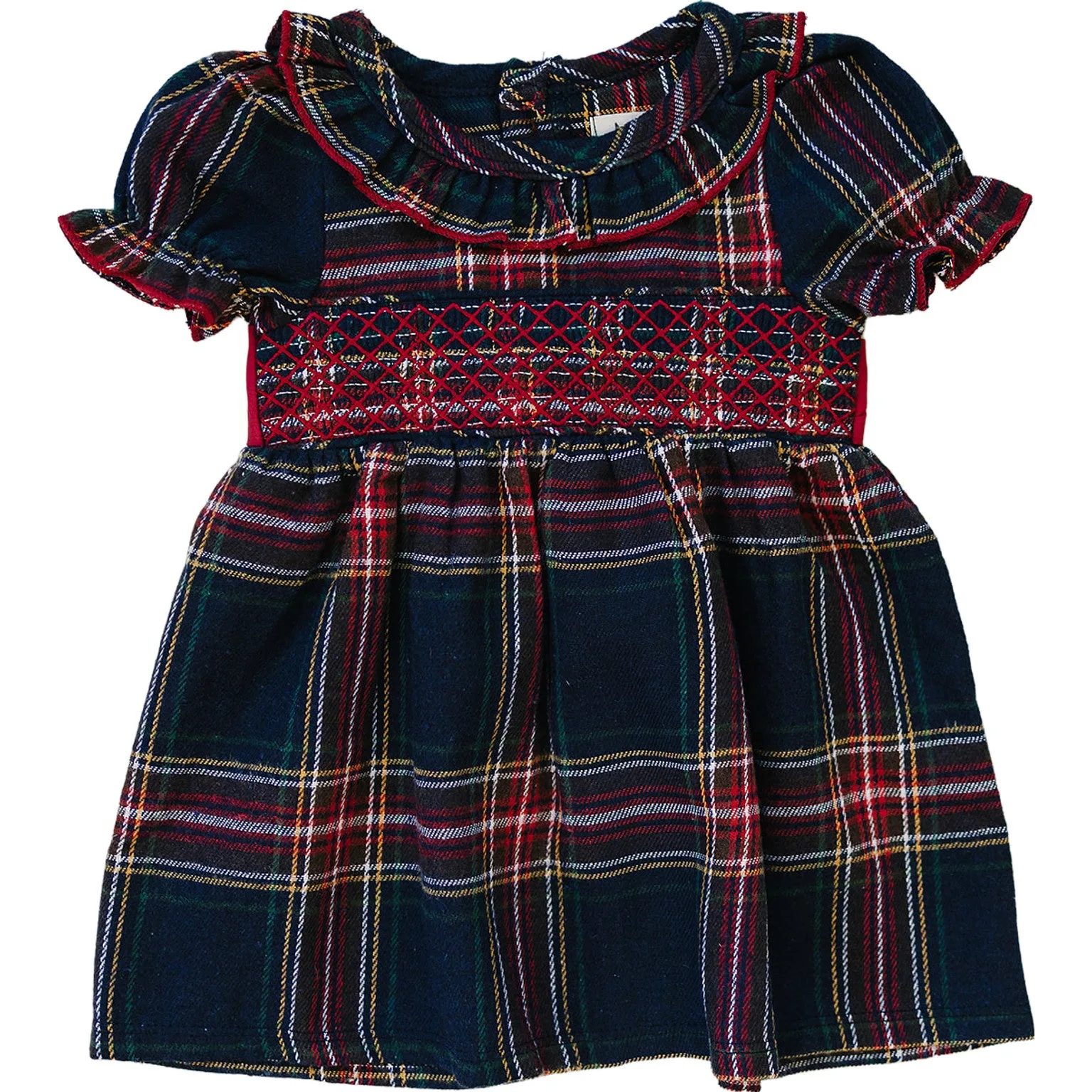 Vestido de Natal xadrez franzido
