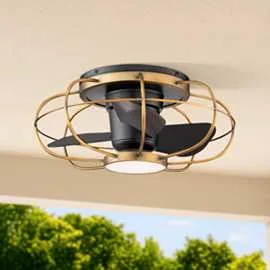 22 Inch Wac Aella Aged Brass Led Outdoor Smart Fandelier Ceiling Fan 5571f