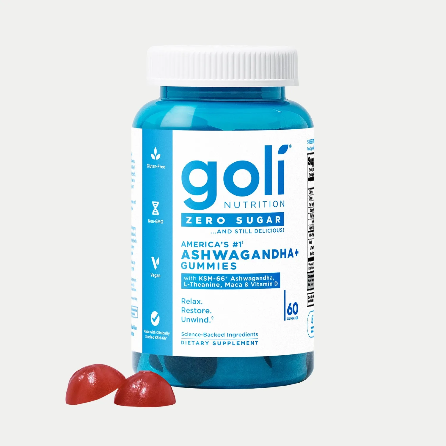 Goli Nutrition น้ำตาลศูนย์ Ashwagandha กัมมี่ | หน่วย = ลัง 48