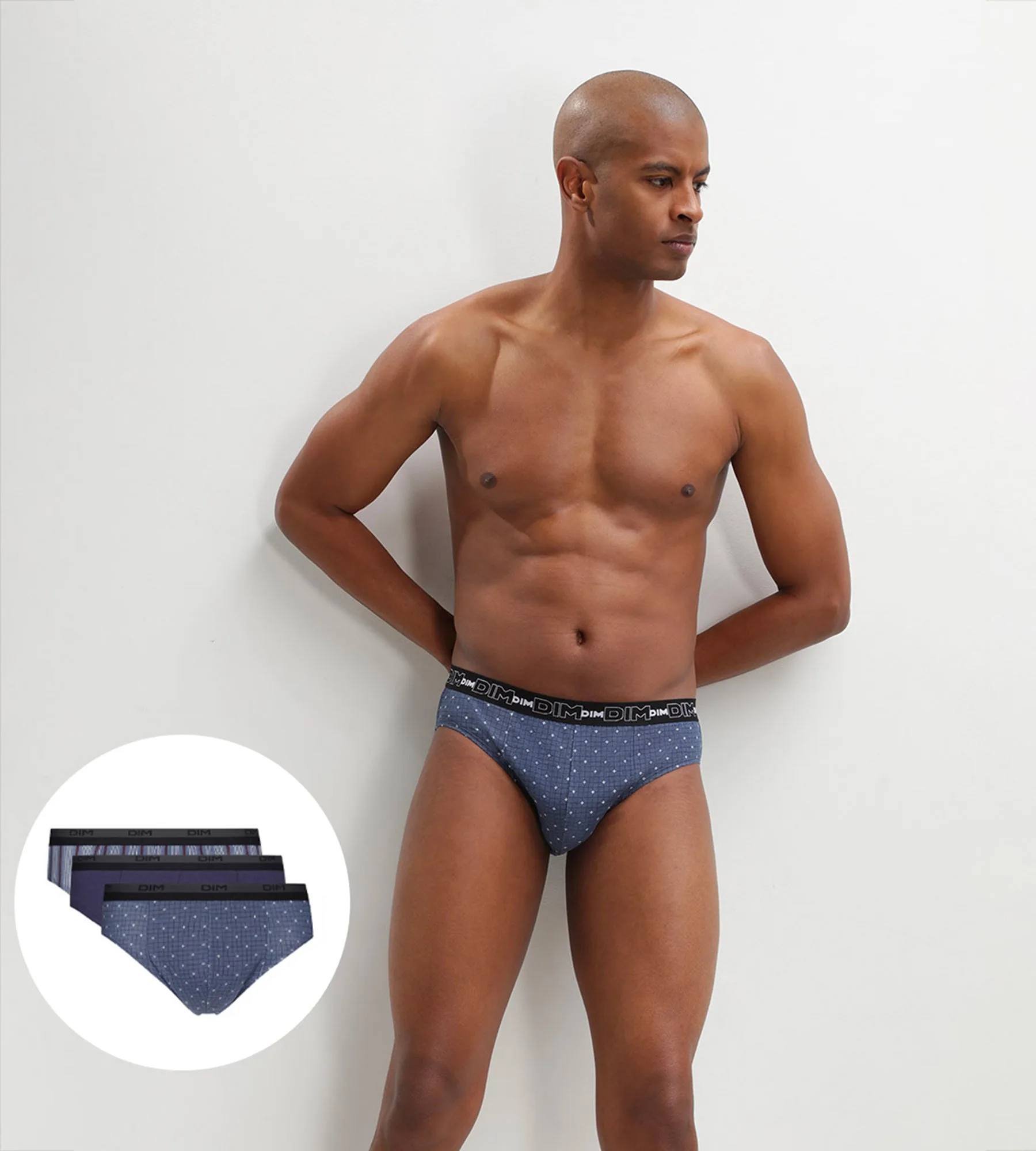 Lotto di 3 slip uomo in cotone con stampe croce Blu Dim Coton Print