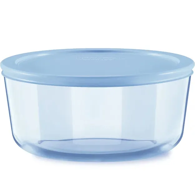 Pyrex® Simply Store® 틴티드 7컵 원형 보관용기 블루 플라스틱 뚜껑 포함