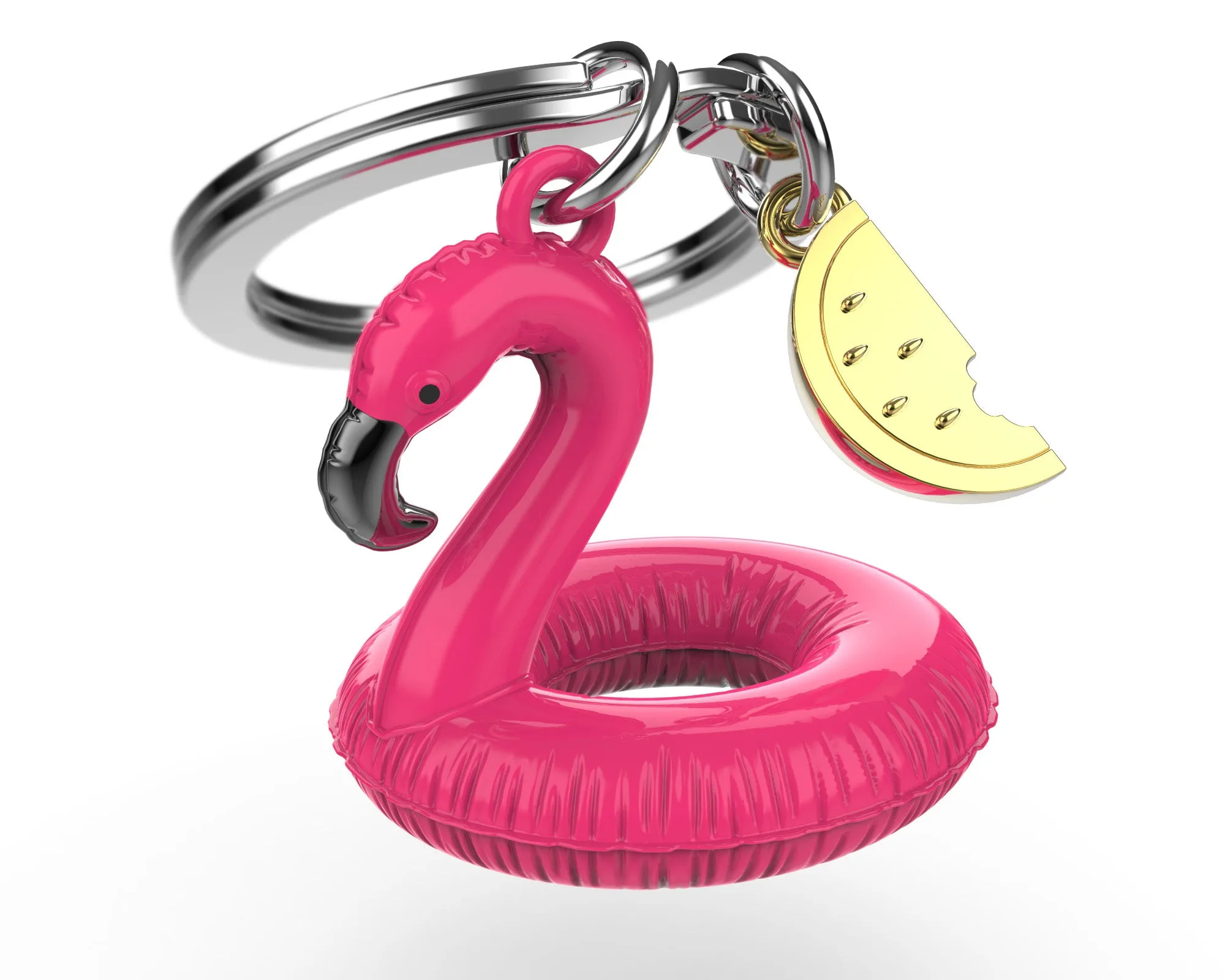 Pink Flamingo Pool Floaty Keychain