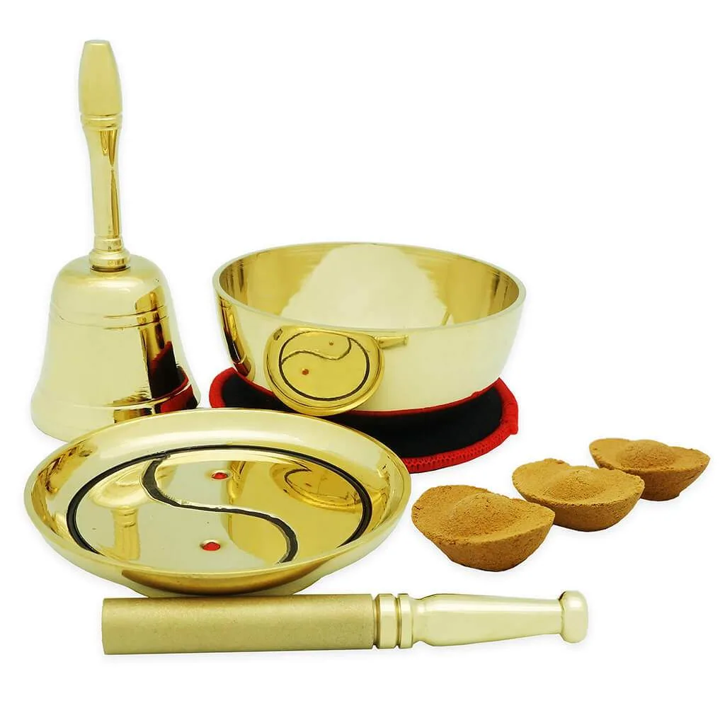 Singing Bowl w/ Metal Mallet, Fortune Bell and Tai Chi Plate | FENG SHUI BESTBUY