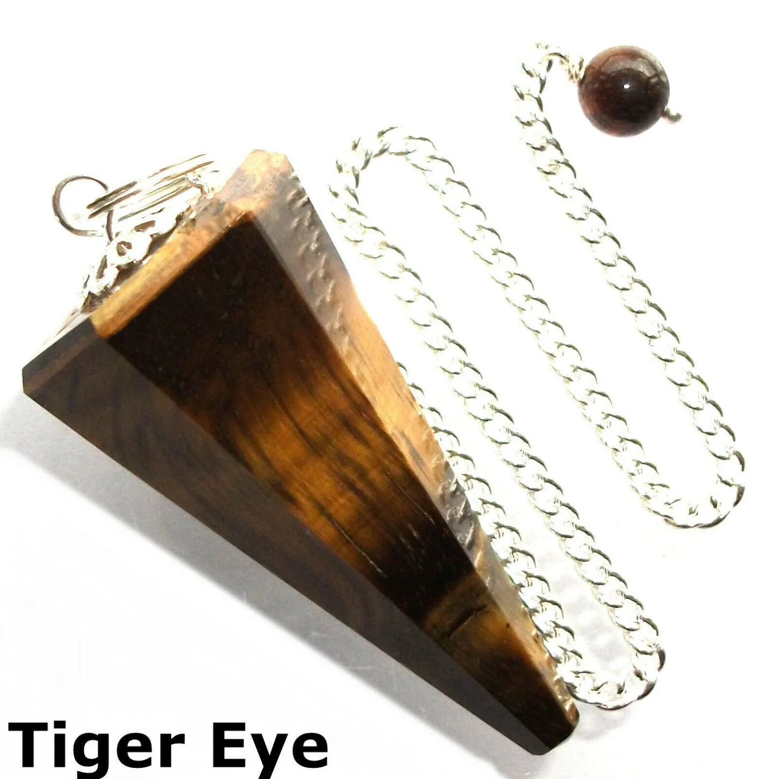 Tigers Eye Faceted Gemstone Dowsing Pendulum