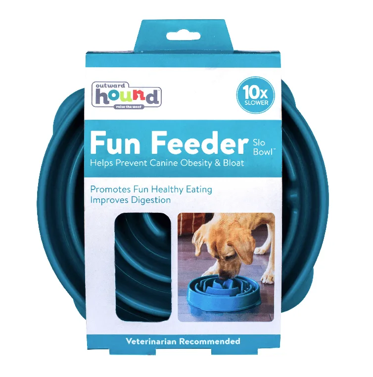 Outward Hound Fun Feeder Interactive Dog Bowl, Blue