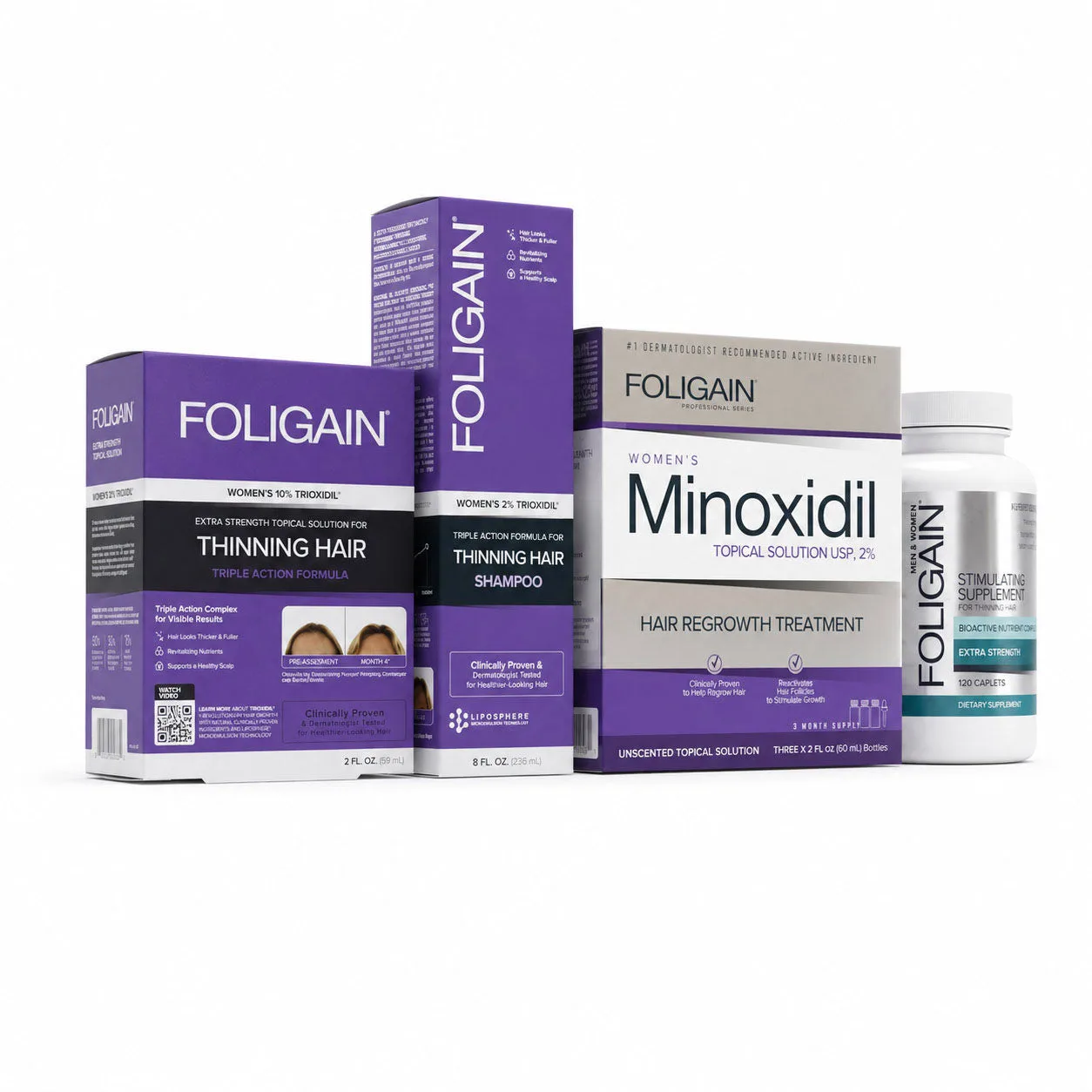 FOLIGAIN® Kvinnors hårväxtkit med TRIOXIDIL® och Minoxidil 2%