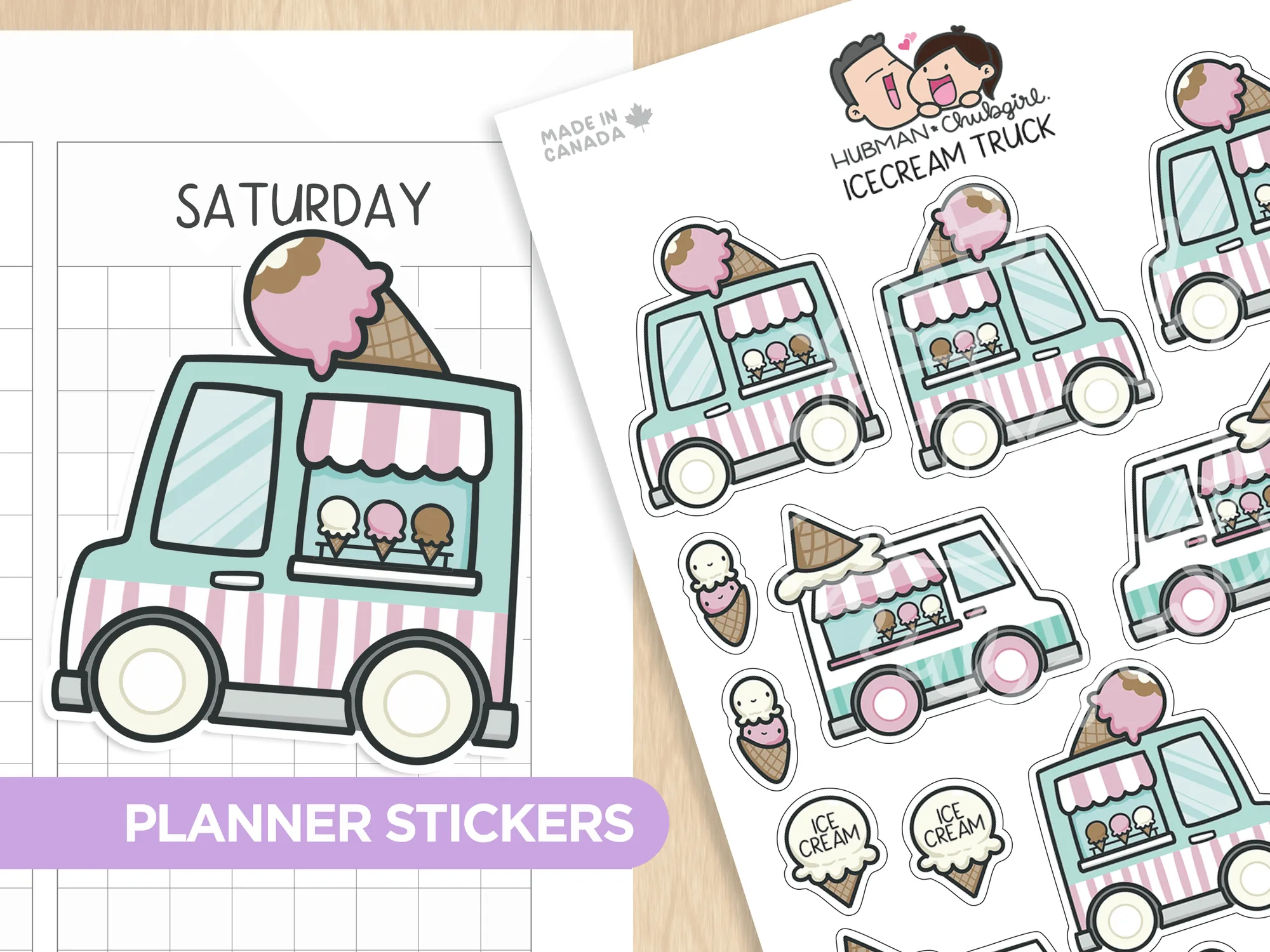 Autocolantes para planner de carrinha de gelados