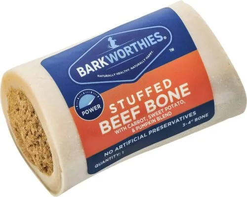 Barkworthies Stuffed Beef Bone Pumpkin, Sweet Potato & Carrot 3-4″
