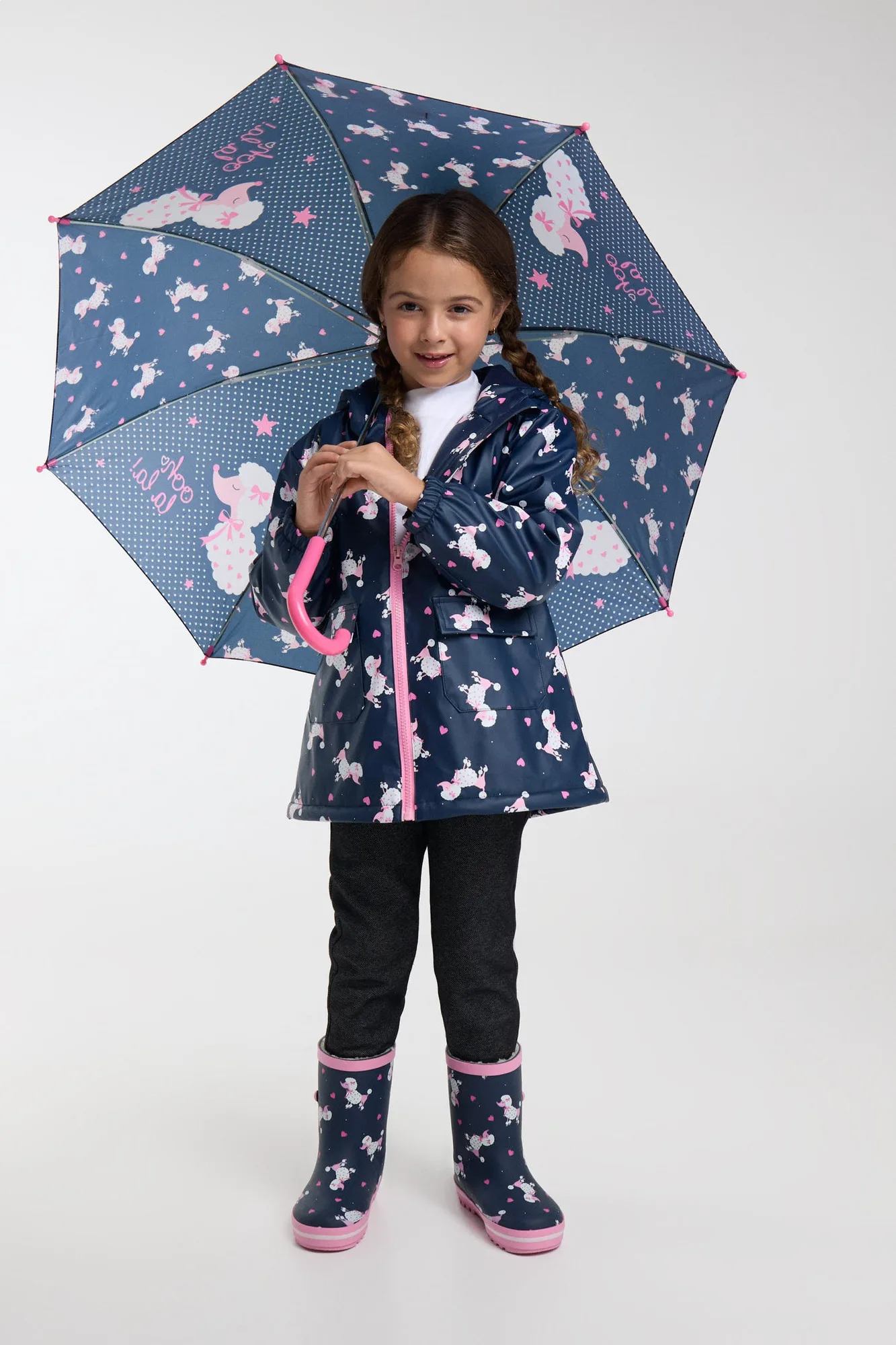 Chubasquero niña forro polar estampado caniches