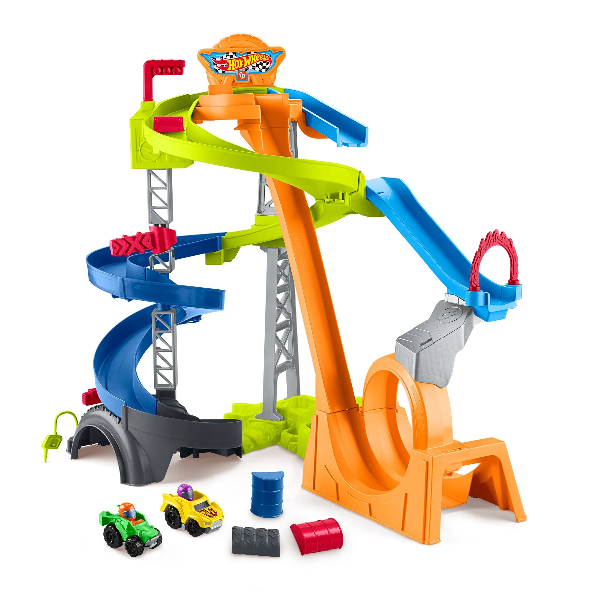 دليل تركيب مضمار سباق Hot Wheels الحلزوني من Fisher-Price