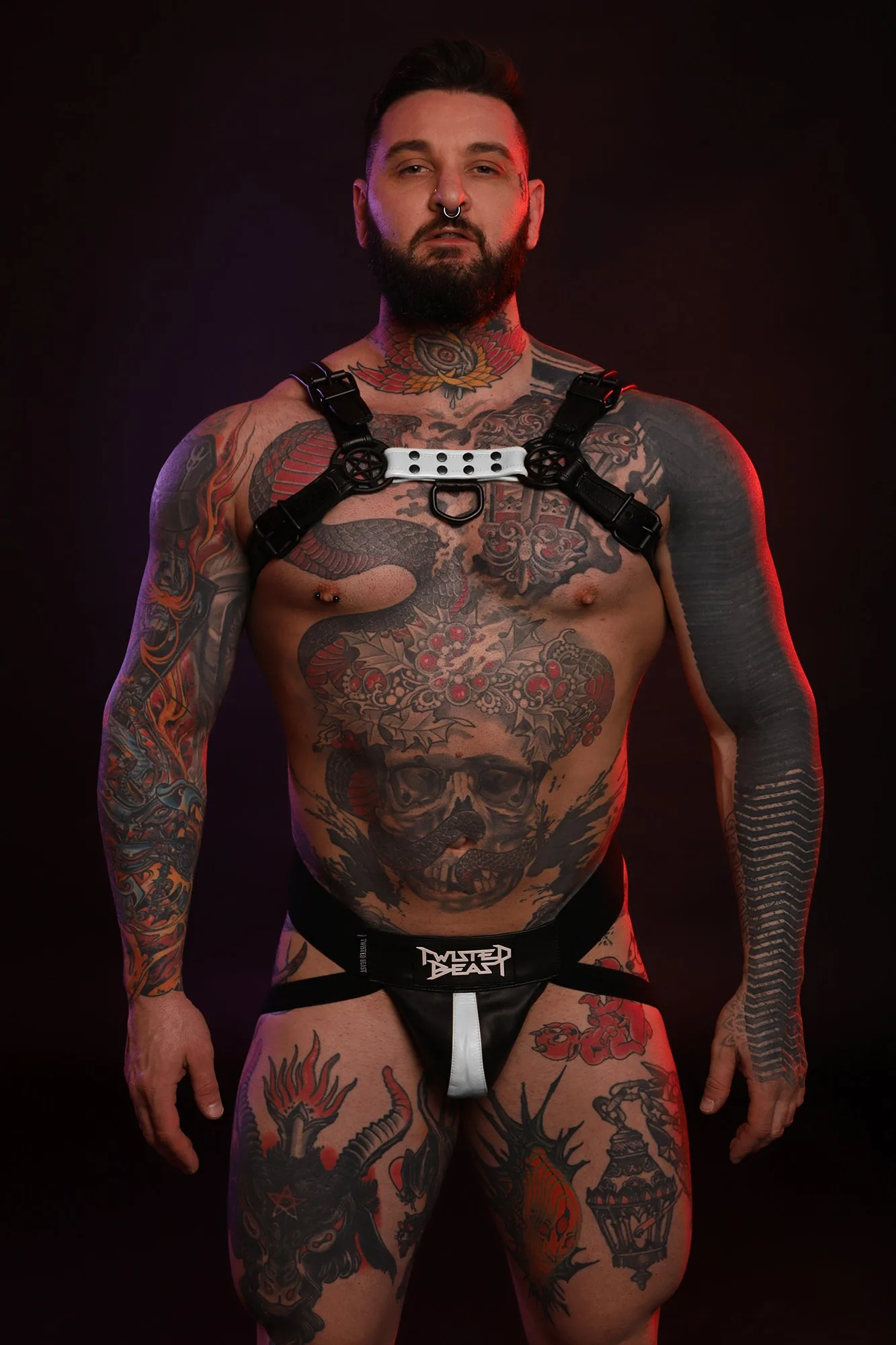 Beast Jock & Harness Combo Black/White