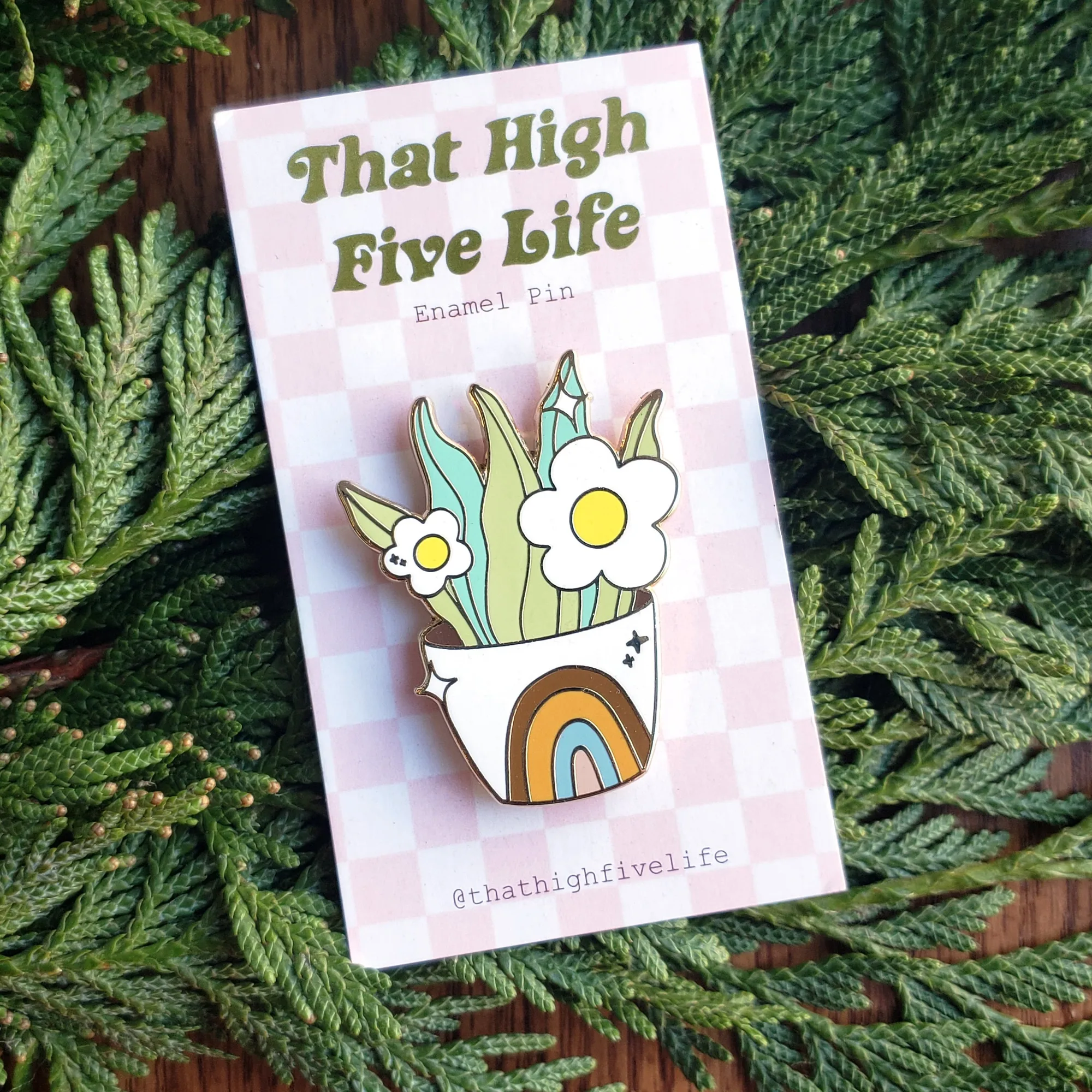 Rainbow House Plant Enamel Pin