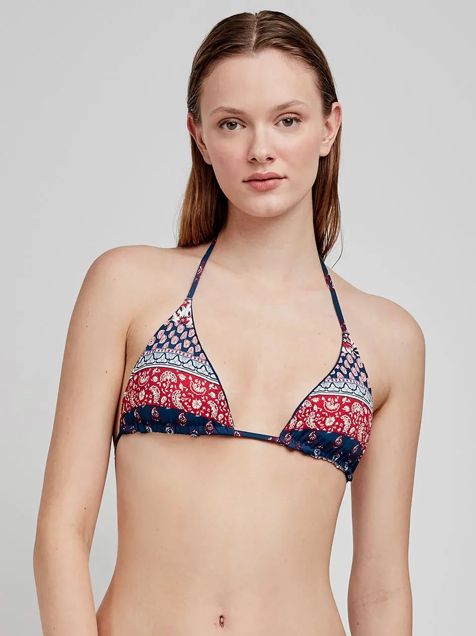 Haut de bikini triangle réversible, sans armature avec mousse amovible