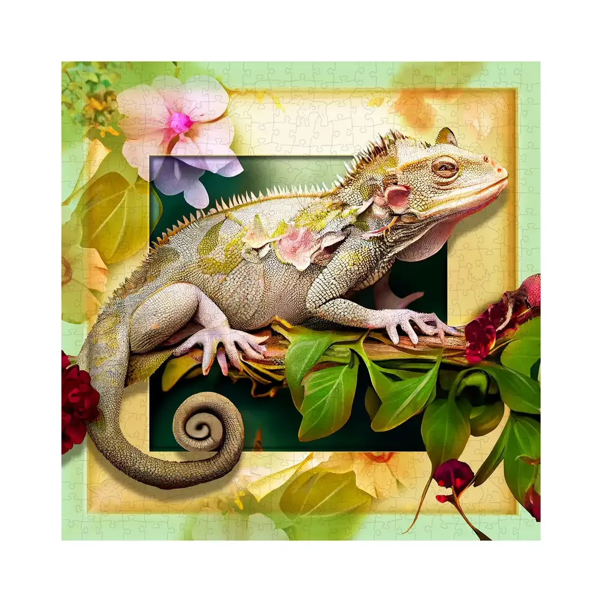Chameleon And Flowers 500 Wooden Puzzle