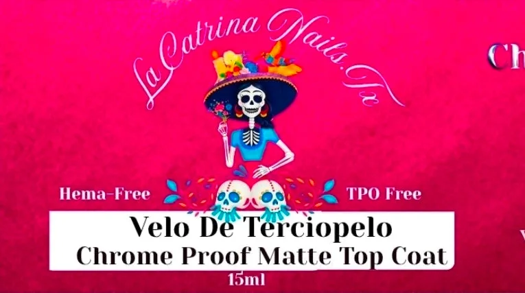 طبقة علوية غير لامعة مقاومة للكروم ~ Velo De Terciopelo Matte Top Coat ~ Velvet Veil Matte Top Coat ~ طلاء جل خالٍ من HEMA وTPO