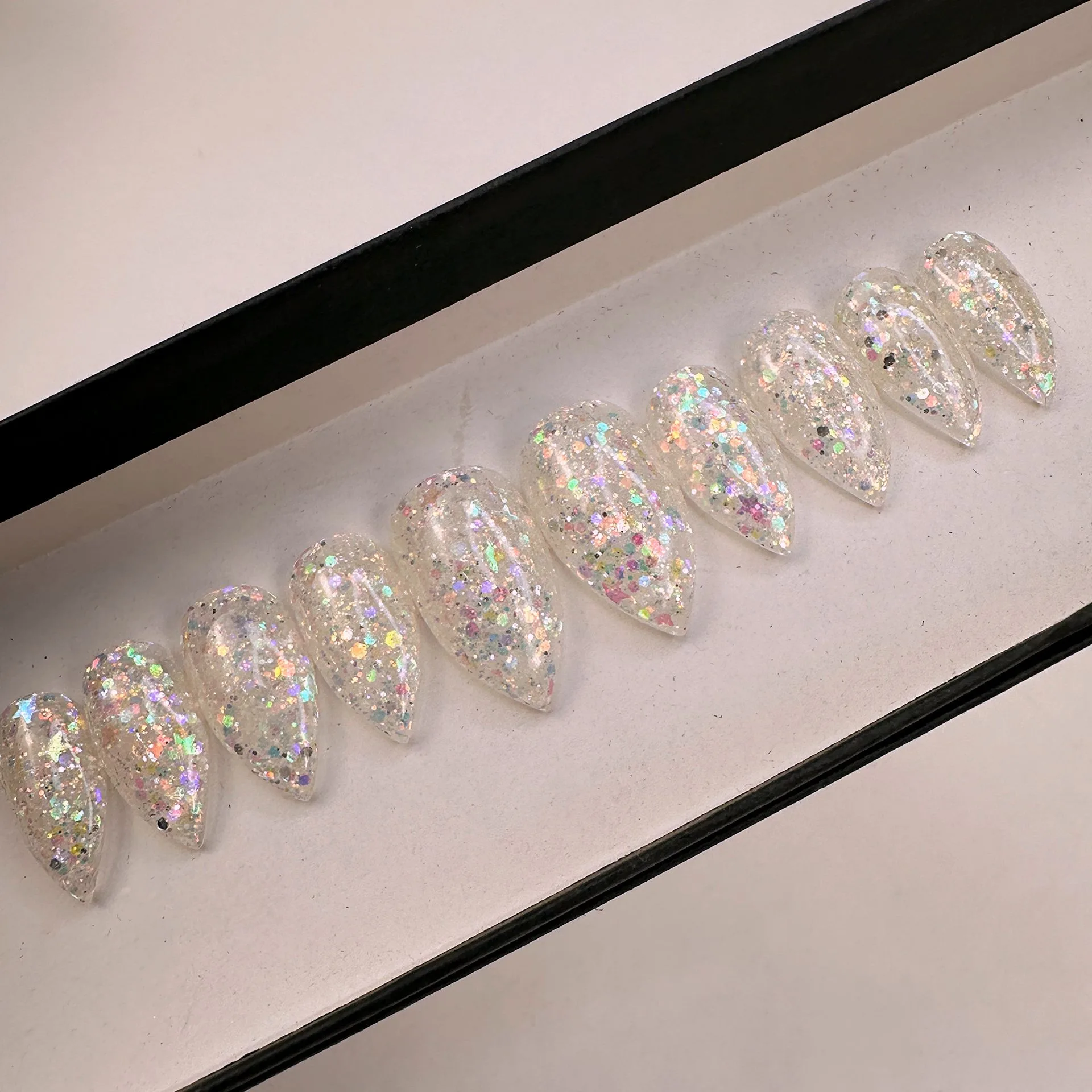 Ready To Ship Now- Clear Starburst, Stiletto Size M