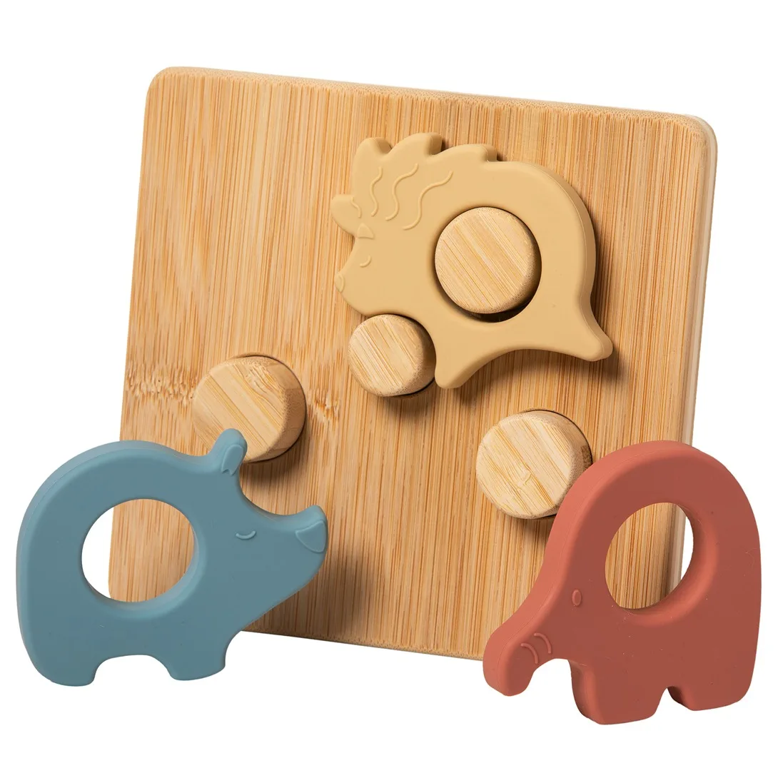 Juguetes de selva para bebés: elefante chirriante vs. puzzle de bambú