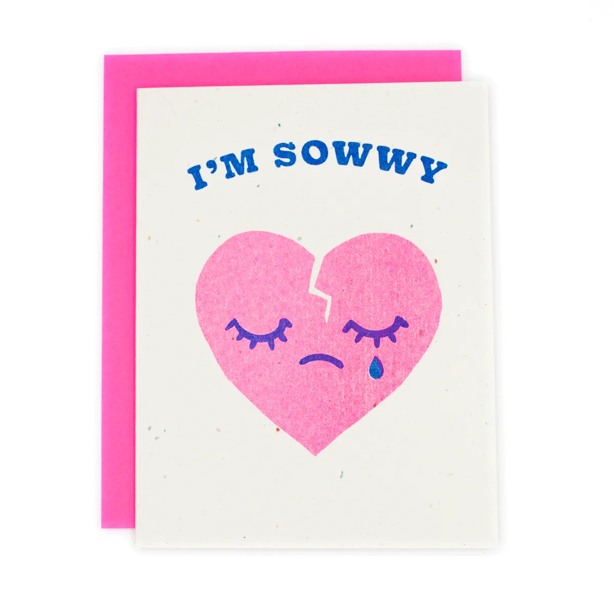 I'm Sowwy Broken Heart Risograph Card