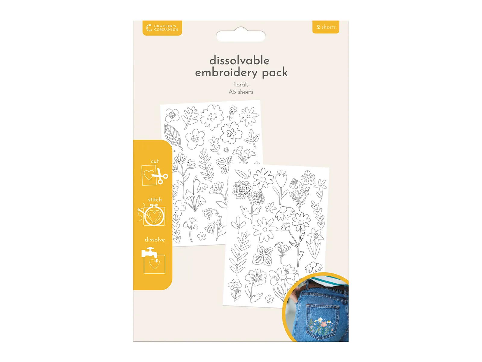 Crafter's Companion Dissolvable Embroidery Florals 2 Pack