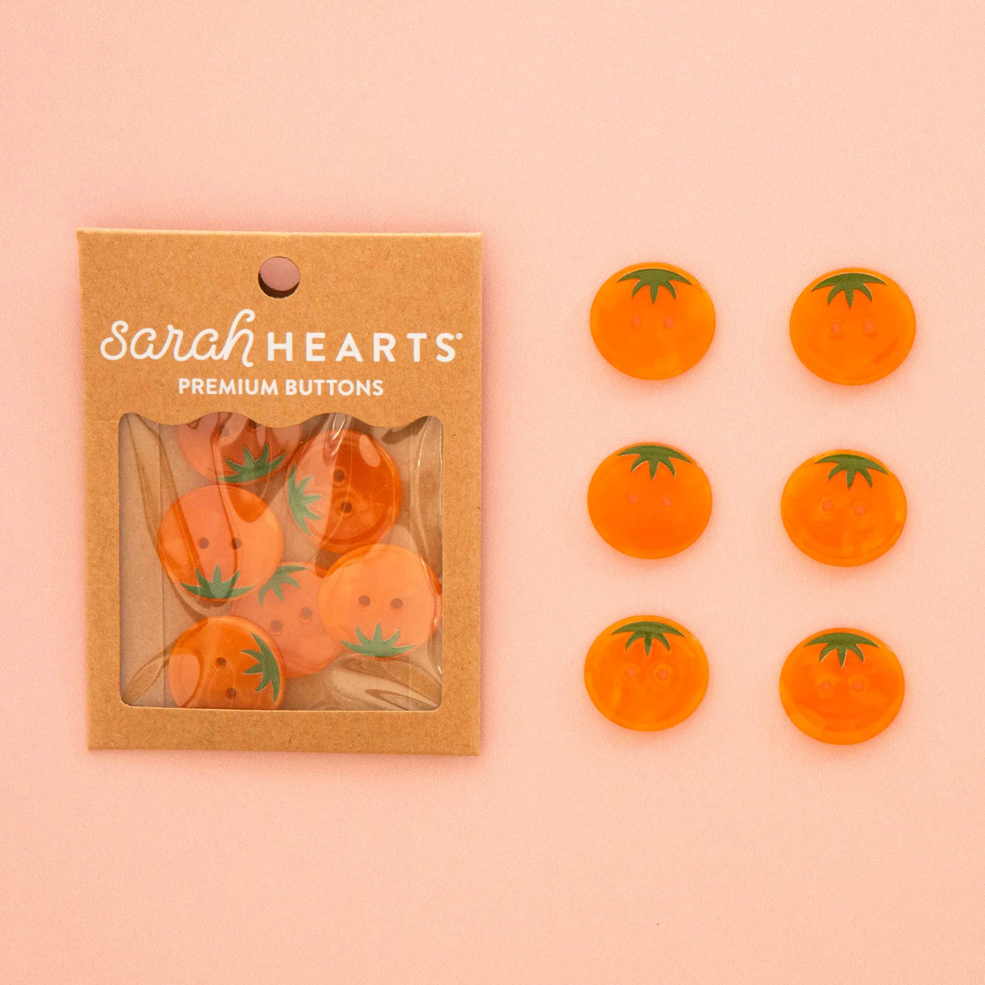 Orange Heirloom Tomato Buttons vs Standard Buttons