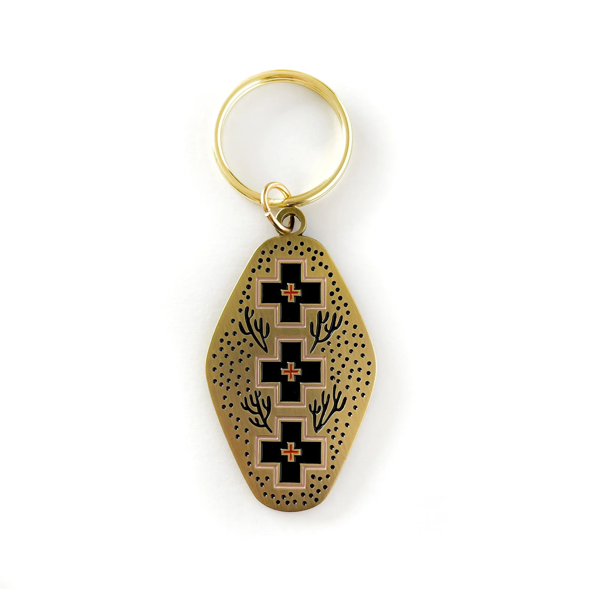 Woestijnkruispunt Emaille Sleutelhanger Cadeaugids