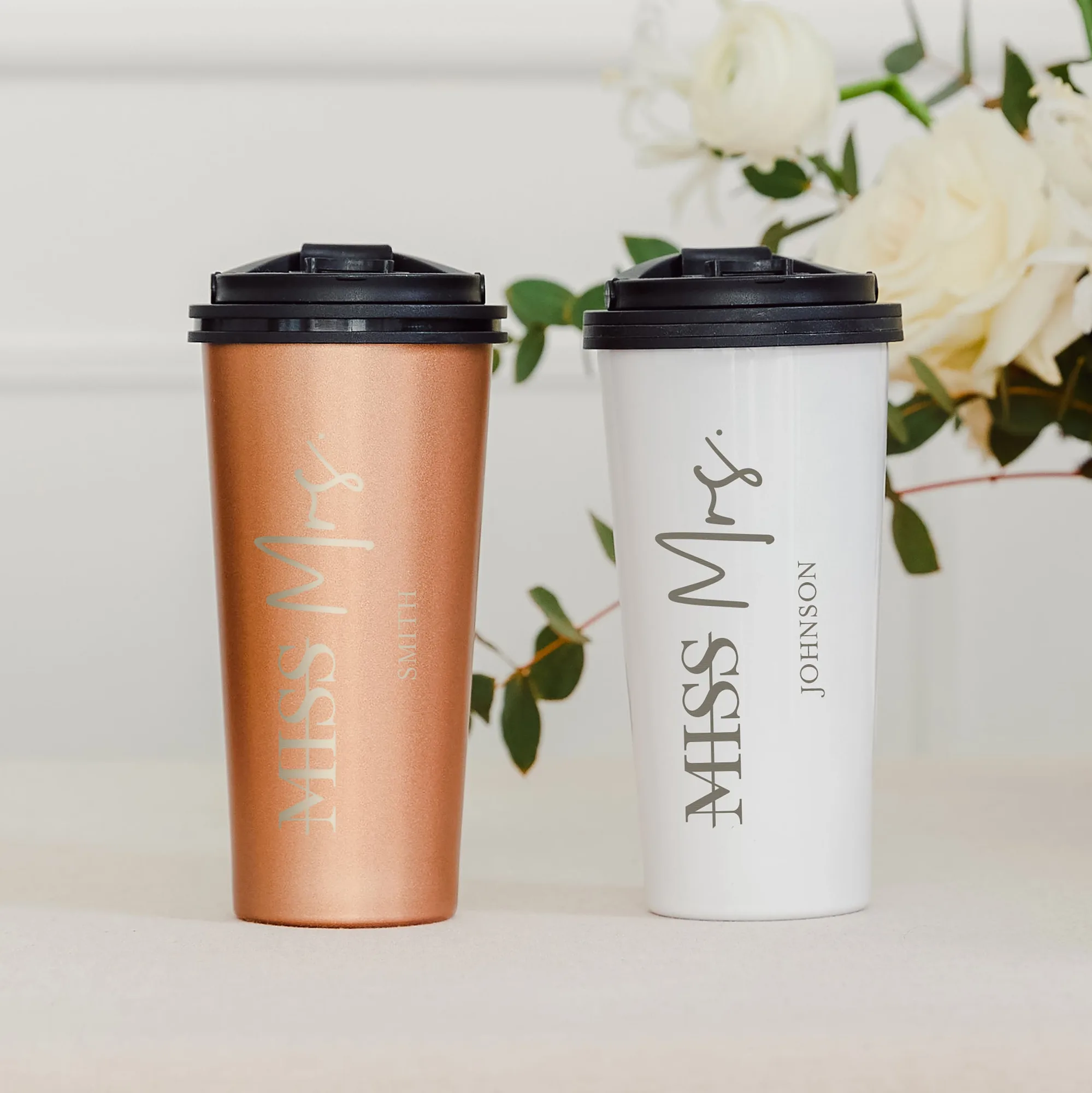 Personalized Stainless Steel To Go Travel Coffee Mug - Miss to Mrs.