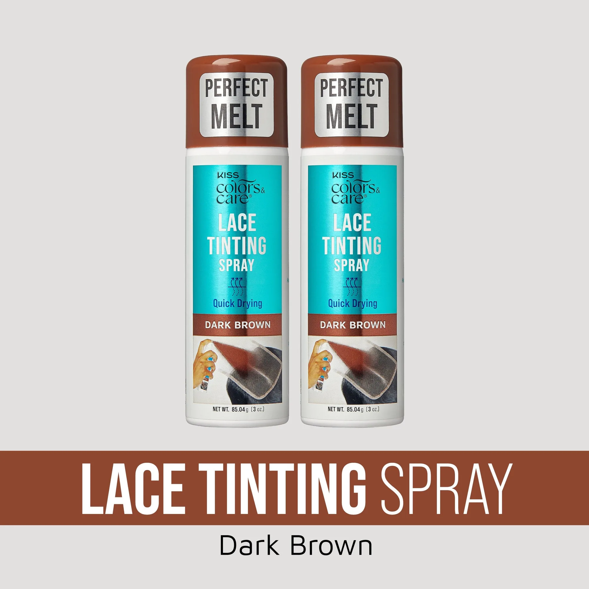 Kiss Colors & Care Lace Tinting Spray Dark Brown Bundle 2 Pack
