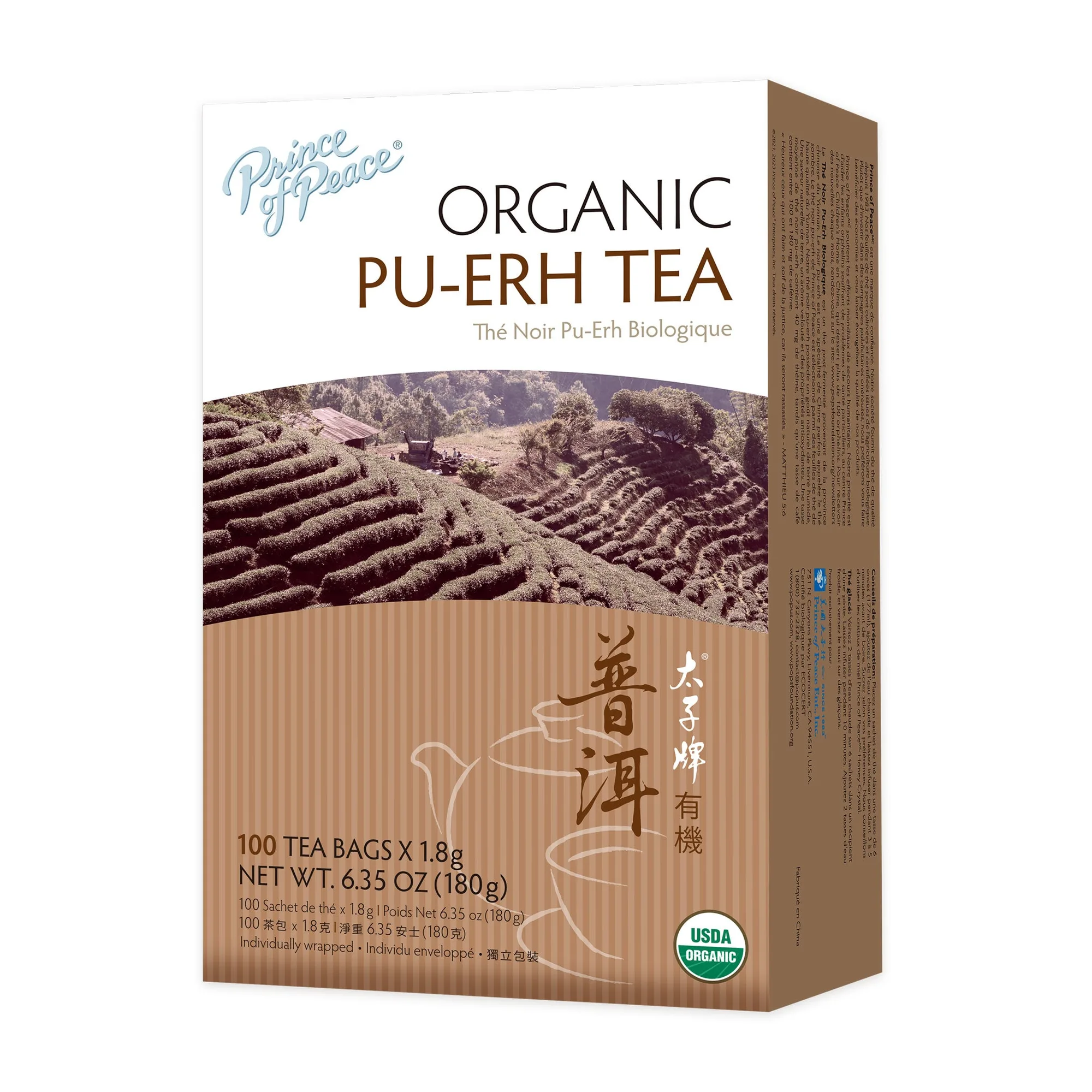 Prince of Peace Organic Pu-Erh Tea, 100 tea bags