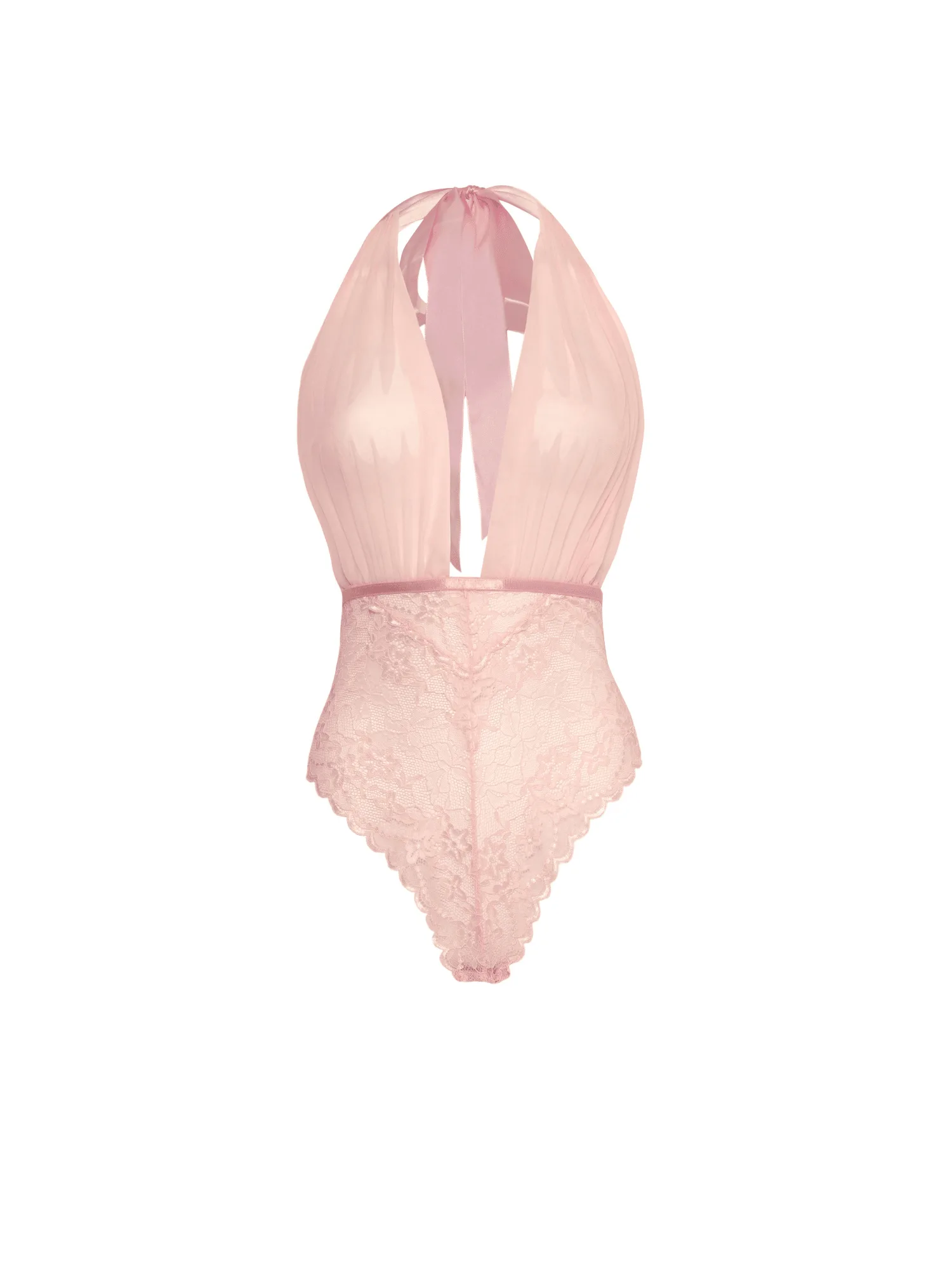 Aria Sheer Plunge Halter Teddy