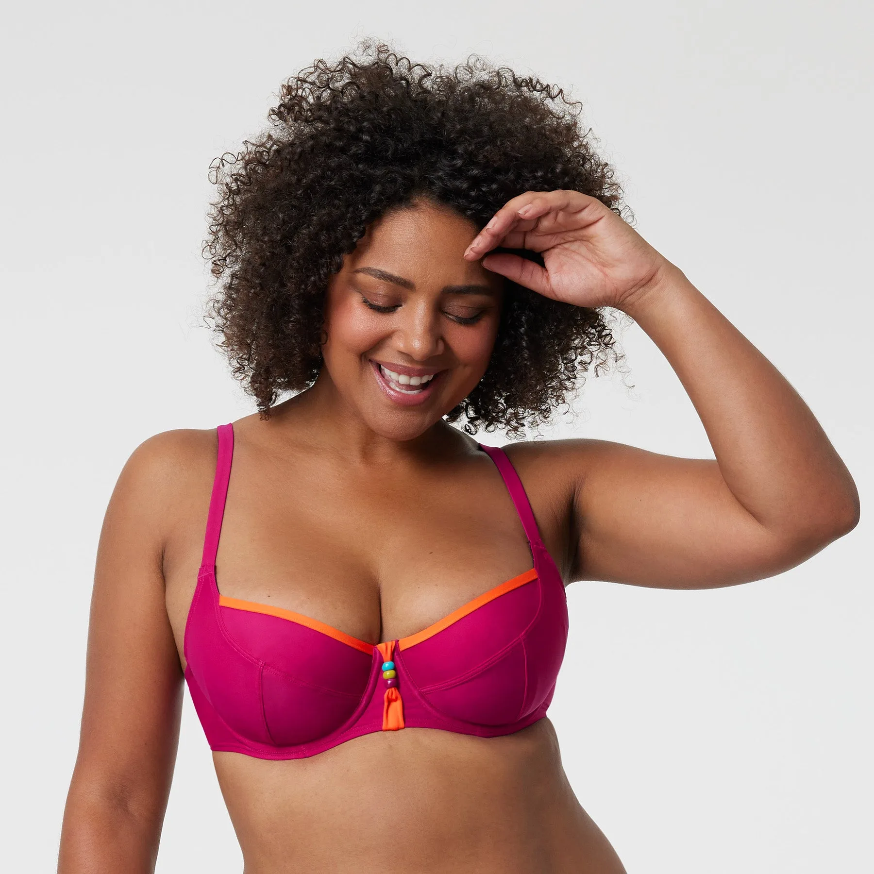 Haut de maillot de bain plongeant à armatures Copacabana Fuchsia