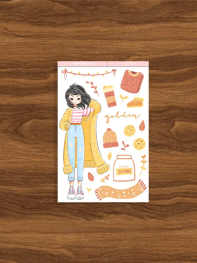 Golden Fall in Love Stickers in deinem Planer schichten