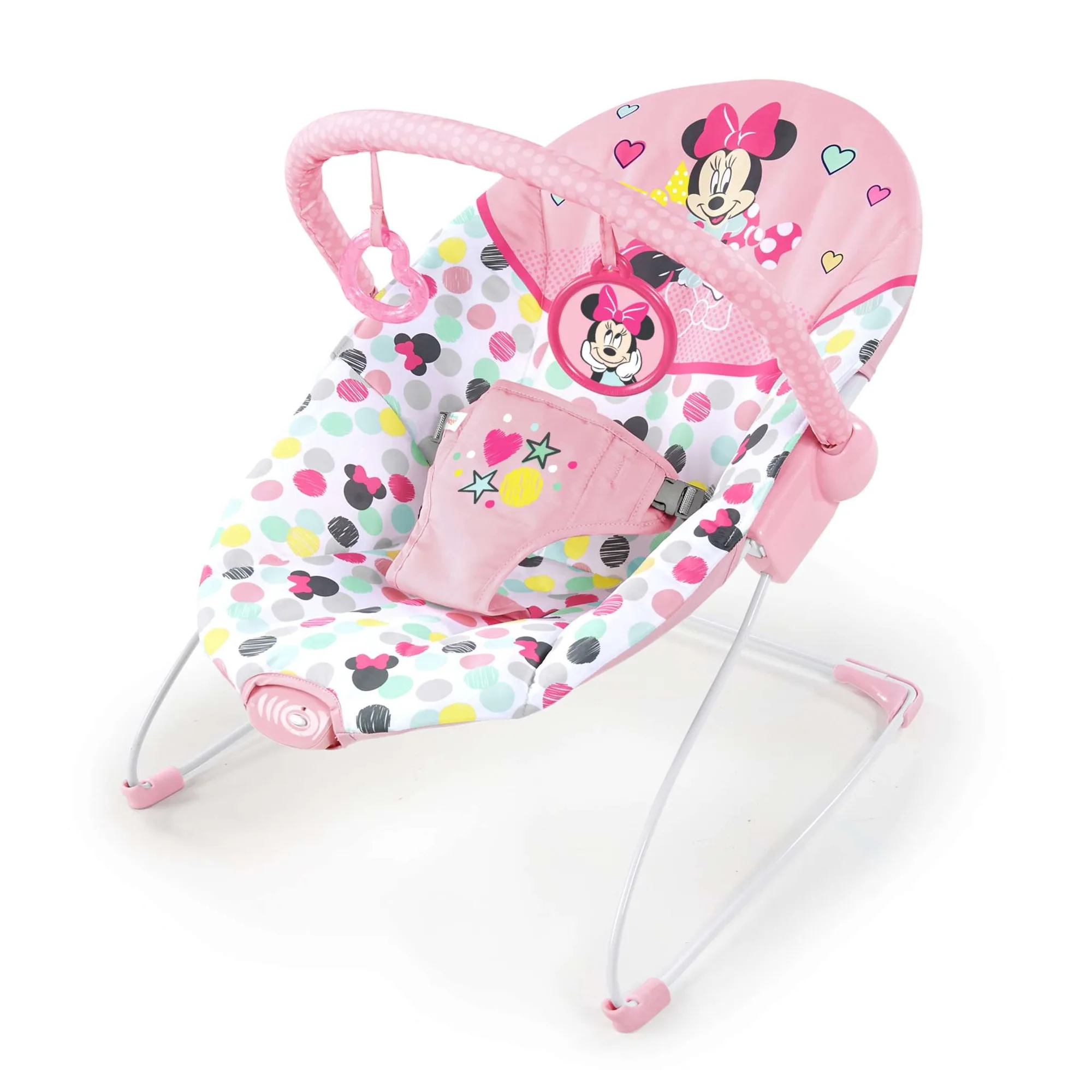Bright Starts Disney Baby Minnie Mouse Vibrating Baby Bouncer, Spotty Dotty