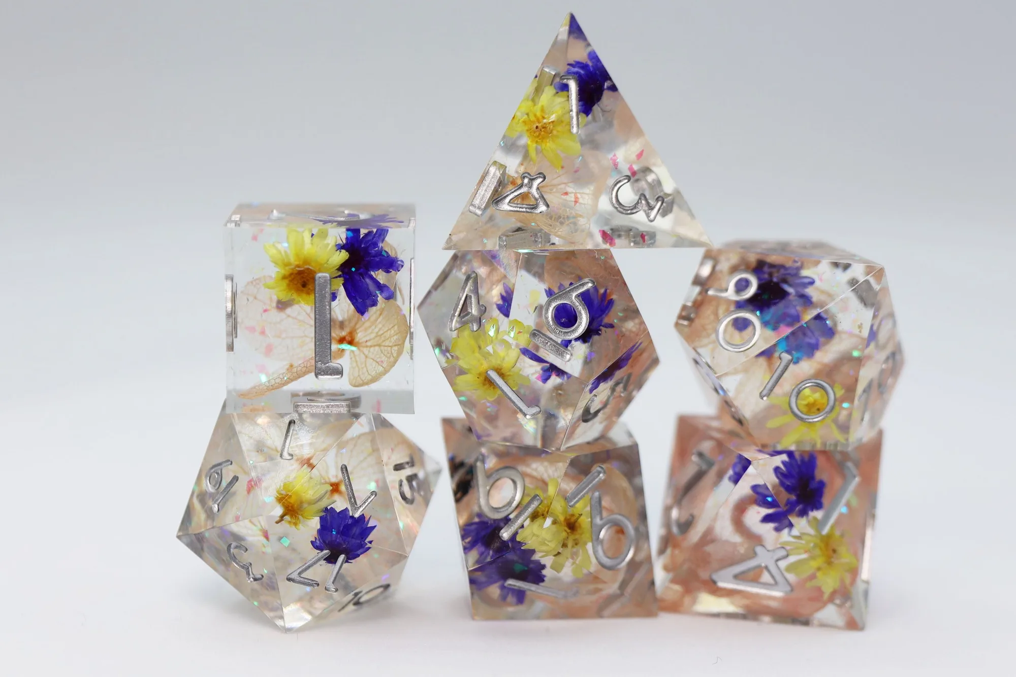 Sharp Edge Resin RPG Dice Set - Wildflower Meadow