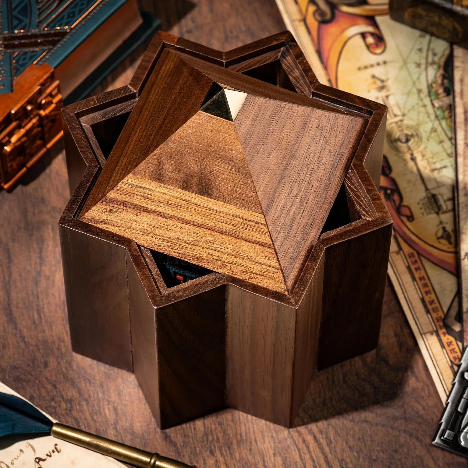 Collector Box Temple of the Sun in solid walnut