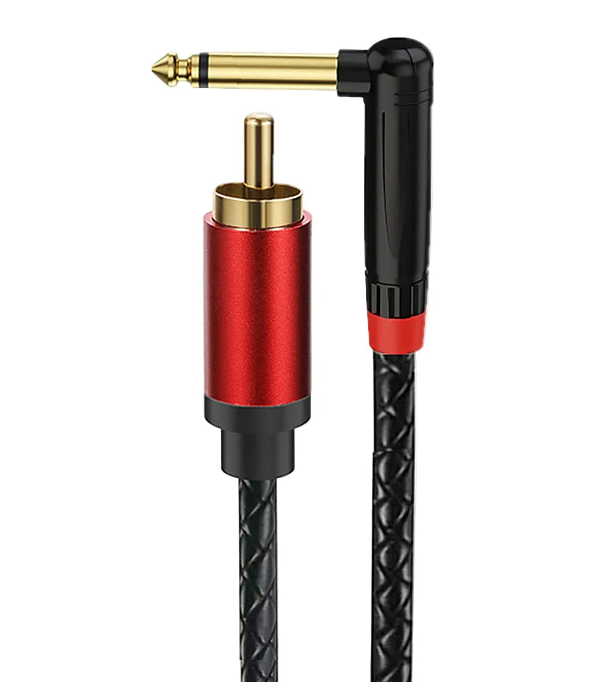 RCA 수 to 6.35mm 모노 직각 오디오 케이블