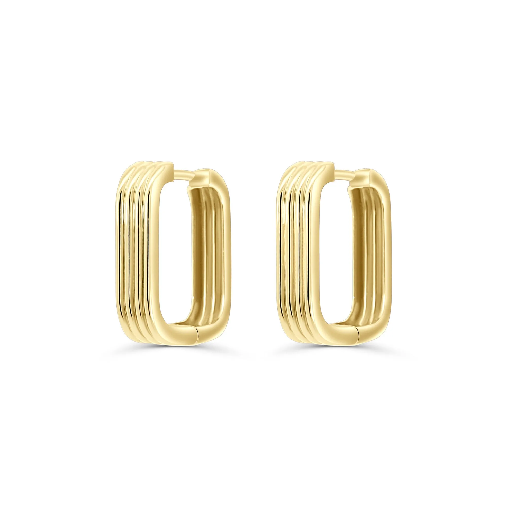 Solid Gold Square Lines Hoops 32mm