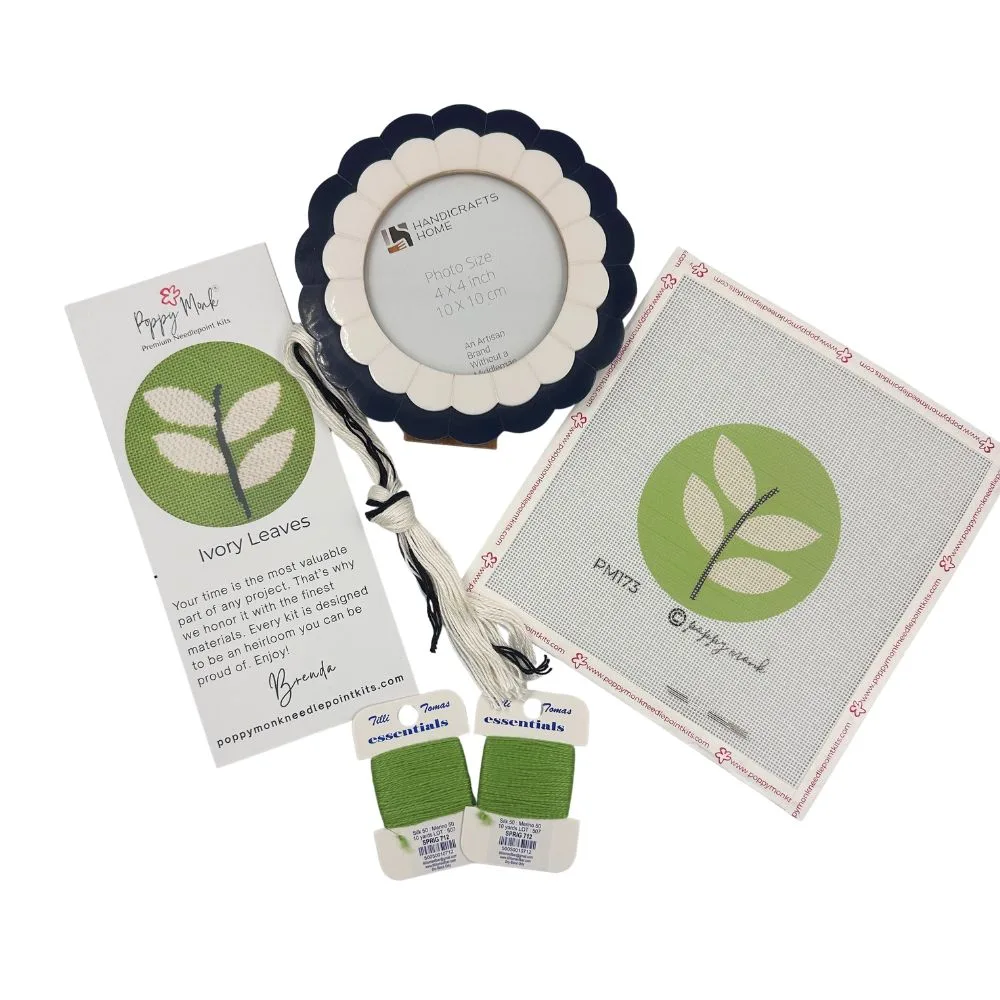 Pack de bordado en punto de aguja Hoja de Marfil + Bastidor