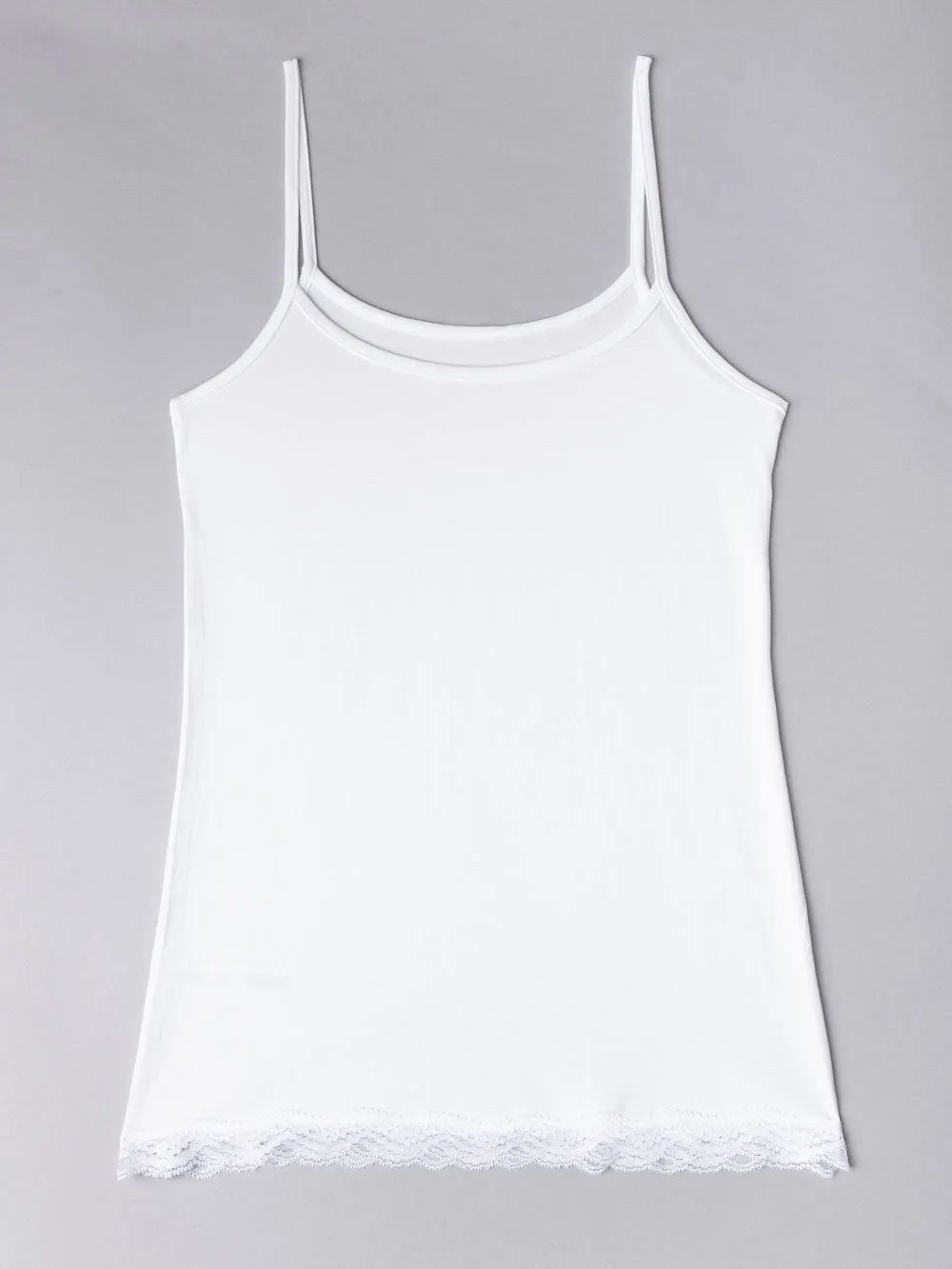 Tanktop mit dünnem Träger und Spitze - WEISS - 1432