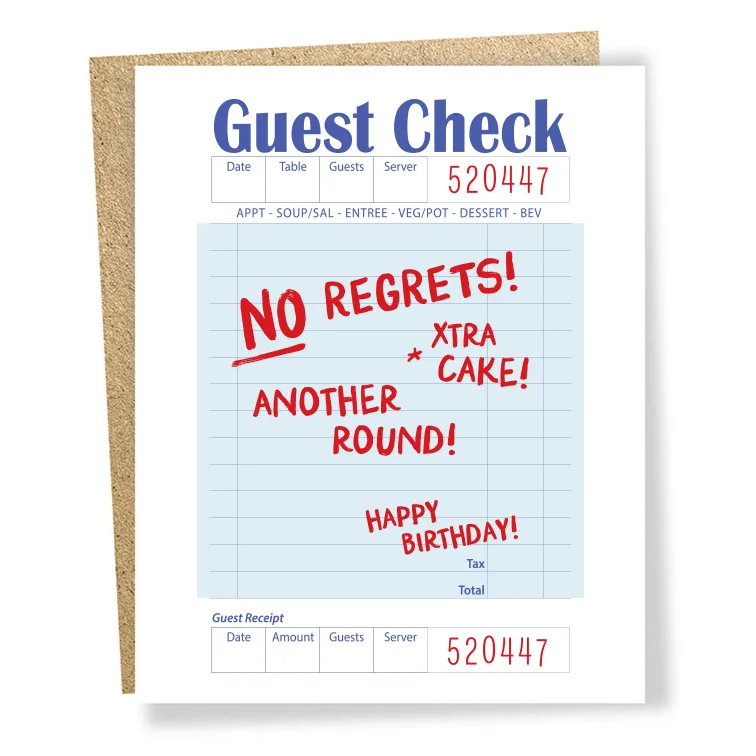 No Regrets Card