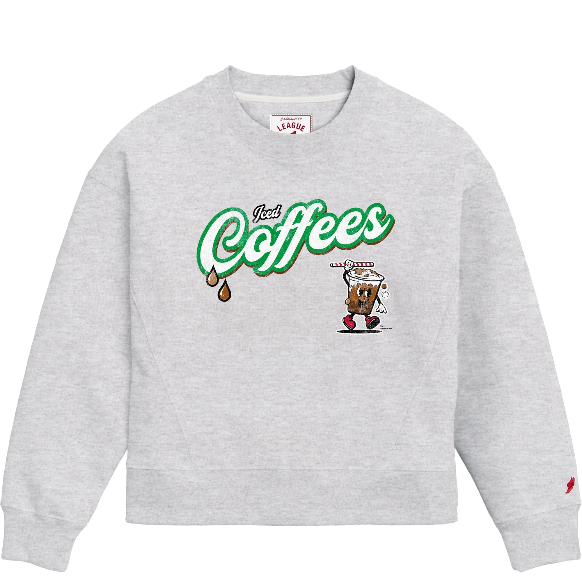 L2 Reading Iced Coffees Women's Stone Grey Woodmark Boxy Crewneck